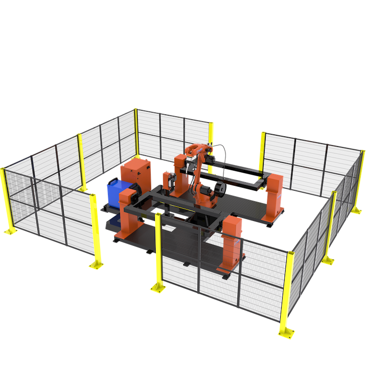 Un ingénieur utilise deux robots de soudage